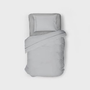 Eleganzzz Dekbedovertrek Uni Perkal Katoen Met Bies - zilver