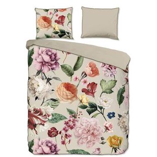 Descanso Dekbedovertrek Biologische Katoen Satijn Fiori - sand