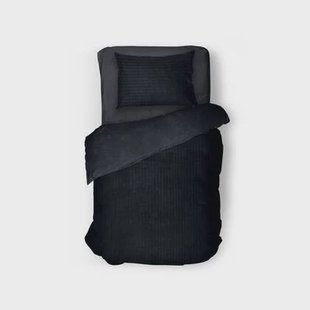 Eleganzzz Dekbedovertrek Teddy Rib Fleece - black