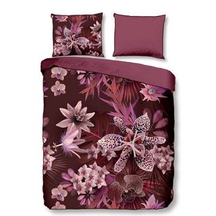 Descanso Dekbedovertrek Biologische Katoen Satijn Farze - bordeaux