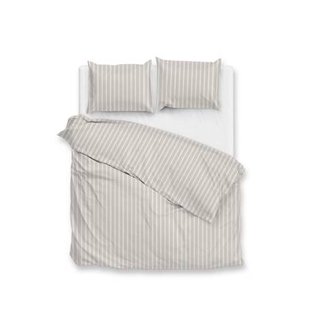 Zo Home Dekbedovertrek Righe di Percalle - light taupe