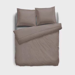 Eleganzzz Dekbedovertrek Uni Perkal Katoen Met Bies - taupe