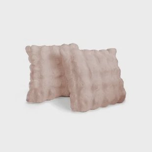 Eleganzzz Bubble Pom Pom Rabbit Fur Sierkussens - pink 50x50cm - 2X