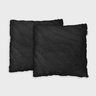 Eleganzzz Jacquard Rabbit Fur Sierkussens - black 50x50cm - Set van 2