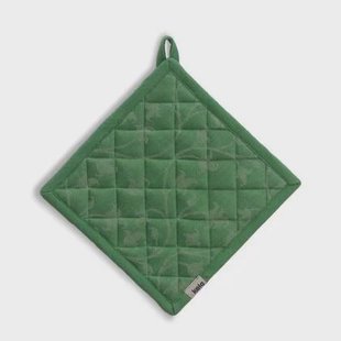 Pannenlap, Set van 4 Stuks, Katoen, Groen met Bloemen, 20 x 20 cm - Ke