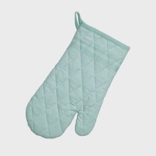 Ovenwant, Ovenhandschoen, Set van 4 Stuks, Katoen, Aquablauw met Stree