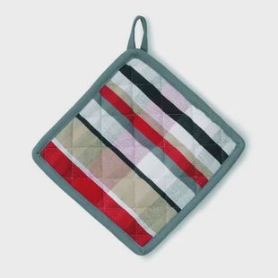 Pannenlap, Set van 4 stuks, Katoen, Grijs, Groen, Rood, 20 x 20 cm - K