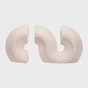 QUVIO Boekensteun - Geometrisch - Keramiek - Beige - Set van 2