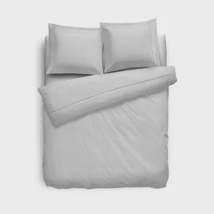 Eleganzzz Dekbedovertrek Uni Perkal Katoen Met Bies - zilver