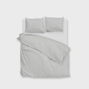 Zo Home Dekbedovertrek Righe di Percalle - northern grey