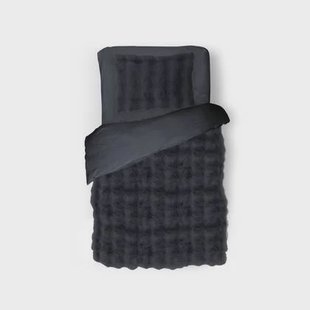 Eleganzzz Dekbedovertrek Bubble Pom Pom Rabbit Fur - dark grey