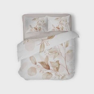Eleganzzz Dekbedovertrek Micropercal Leaf Artistry - beige