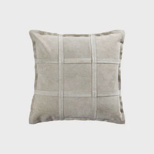 PTMD Cobie Taupe Suede Leather Cushion Square S