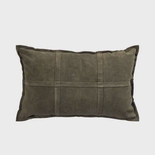 PTMD Cobie Green Suede Leather Cushion Rectangle