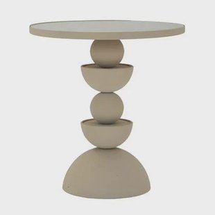 Crèmekleurige metalen salontafel en spiegel cm ø 40,5x42 Crèmekleurige metalen salontafel en spiegel cm ø 40,5x42