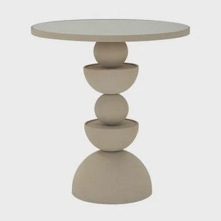 Crèmekleurige metalen salontafel en spiegel cm ø 45x49,5