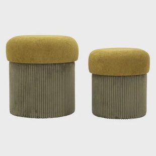 Set van 2 poef container groen cm ø 42x44-35x37