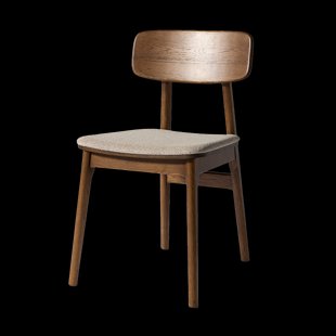 Lana houten eetkamerstoel gerookt eiken  - met beige stoffen zitting