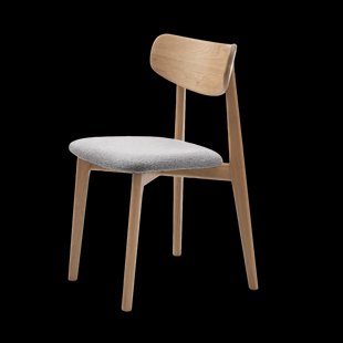 Eline eikenhouten eetkamerstoel naturel - met bouclé grijze zitting