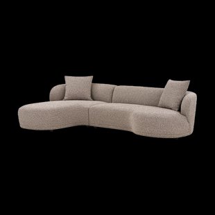 Mandy gestoffeerde 3,5-zits hoekbank bruin - links - 294 cm