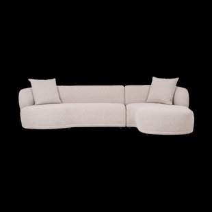 Mandy gestoffeerde 3,5-zits hoekbank beige - rechts - 294 cm