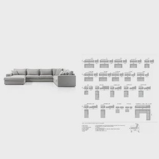 DÉJA Living - U-Bank Lichtgrijs Stof - 382x287x89cm - Arden