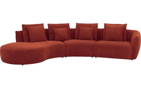 Goossens Bank Fay rood, stof, 1,5-zits, stijlvol landelijk met chaise longue links