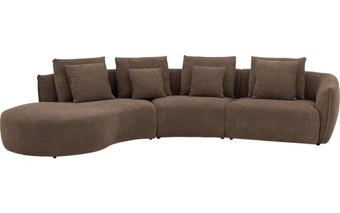 Goossens Bank Fay bruin, stof, 1,5-zits, stijlvol landelijk met chaise longue links