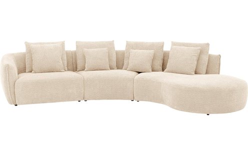 Goossens Bank Fay beige, stof, 1,5-zits, stijlvol landelijk met chaise longue rechts