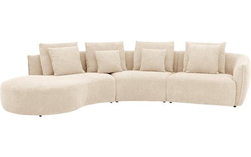 Goossens Bank Fay beige, stof, 1,5-zits, stijlvol landelijk met chaise longue links
