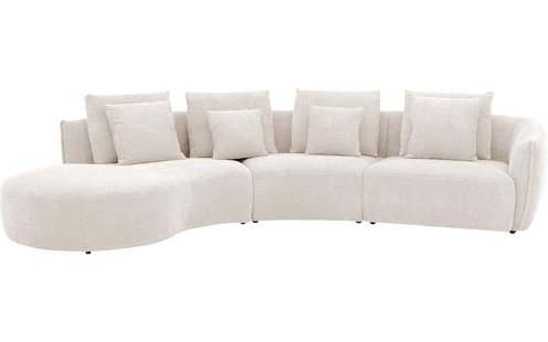 Goossens Bank Fay wit, stof, 1,5-zits, stijlvol landelijk met chaise longue links