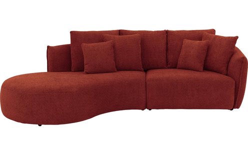 Goossens Bank Fay rood, stof, 1,5-zits, stijlvol landelijk met chaise longue links