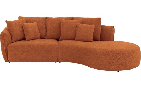 Goossens Bank Fay rood, stof, 1,5-zits, stijlvol landelijk met chaise longue rechts