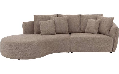 Goossens Bank Fay bruin, stof, 1,5-zits, stijlvol landelijk met chaise longue links