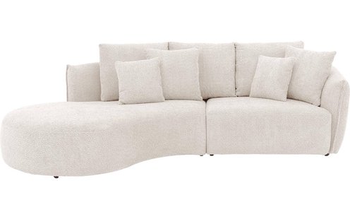 Goossens Bank Fay wit, stof, 1,5-zits, stijlvol landelijk met chaise longue rechts