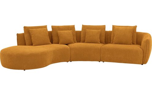 Goossens Bank Fay goud, stof, 1,5-zits, stijlvol landelijk met chaise longue links