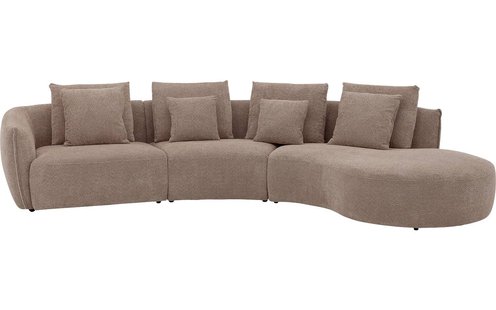 Goossens Bank Fay bruin, stof, 1,5-zits, stijlvol landelijk met chaise longue rechts