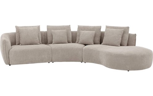 Goossens Bank Fay lichtgrijs, stof, 1,5-zits, stijlvol landelijk met chaise longue rechts