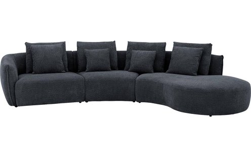 Goossens Bank Fay zwart, stof, 1,5-zits, stijlvol landelijk met chaise longue rechts Goossens Bank Fay zwart, stof, 1,5-zits, stijlvol landelijk met chaise longue rechts