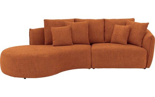 Goossens Bank Fay rood, stof, 1,5-zits, stijlvol landelijk met chaise longue links