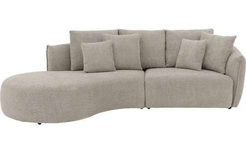 Goossens Bank Fay lichtgrijs, stof, 1,5-zits, stijlvol landelijk met chaise longue links