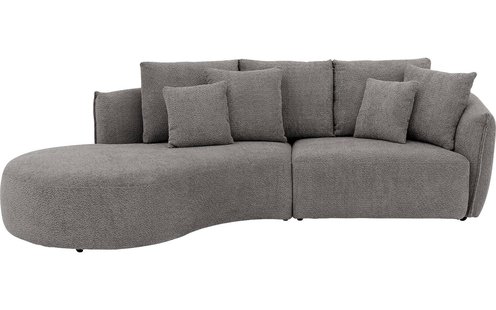 Goossens Bank Fay donkergrijs, stof, 1,5-zits, stijlvol landelijk met chaise longue links