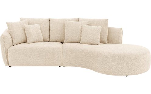 Goossens Bank Fay beige, stof, 1,5-zits, stijlvol landelijk met chaise longue rechts