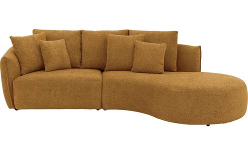 Goossens Bank Fay geel, stof, 1,5-zits, stijlvol landelijk met chaise longue rechts