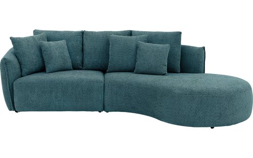 Goossens Bank Fay groen, stof, 1,5-zits, stijlvol landelijk met chaise longue rechts