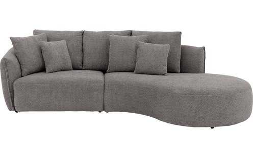 Goossens Bank Fay donkergrijs, stof, 1,5-zits, stijlvol landelijk met chaise longue rechts