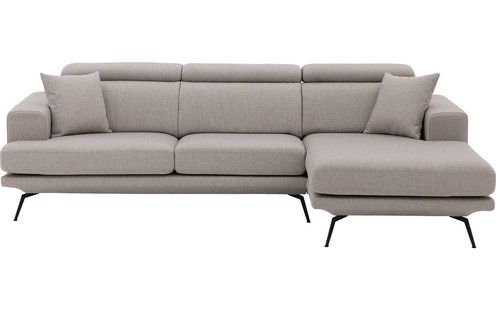 Goossens Hoekbank Viggo grijs, stof, 2,5-zits, modern design