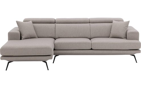 Goossens Hoekbank Viggo grijs, stof, 2,5-zits, modern design