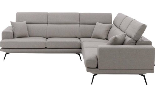 Goossens Hoekbank Viggo grijs, stof, 2,5-zits, modern design