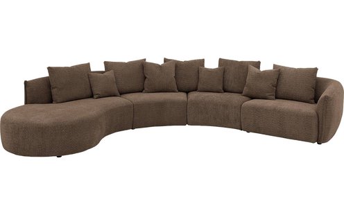 Goossens Bank Fay bruin, stof, 1,5-zits, stijlvol landelijk met chaise longue links
